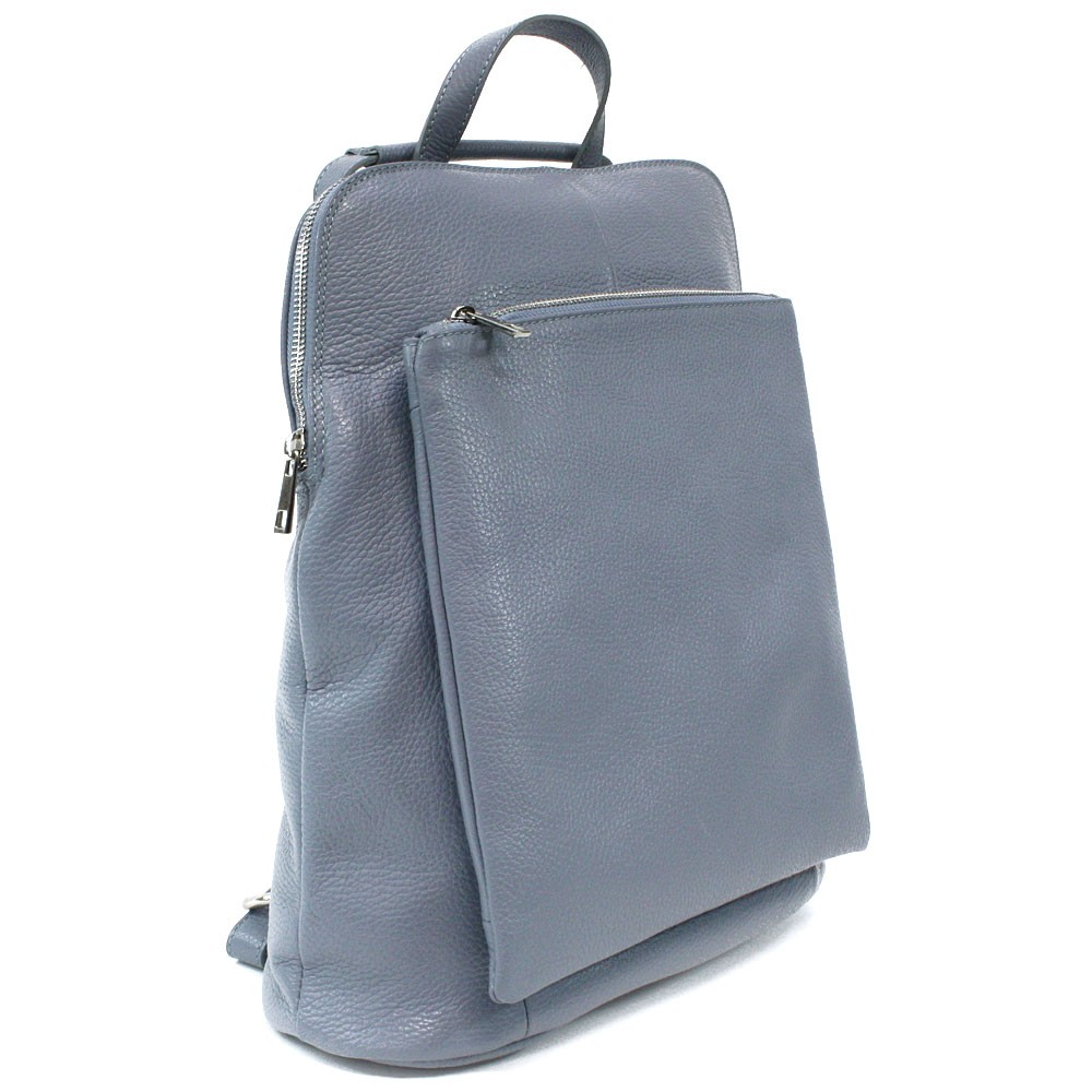 Světle modrý kožený dámský módní batůžek/kabelka Damarion