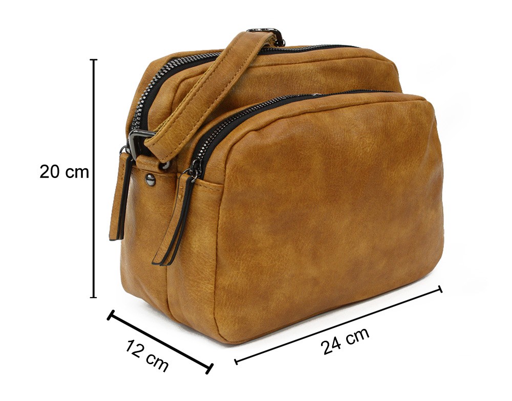 Světle hnědá zipová dámská crossbody kabelka Chaney